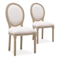 Lot de 2 chaises médaillon Louis XVI tissu Beige