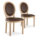 Lot de 2 chaises médaillon Louis XVI Vintage Simili Marron