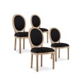 Lot de 4 chaises médaillon Louis XVI tissu Noir