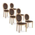 Lot de 6 chaises médaillon Louis XVI Vintage Simili Marron