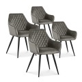 Lot de 4 chaises Victoria en velours gris pieds noir