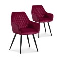 Lot de 2 chaises Victoria en velours rouge pieds noir