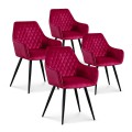 Lot de 4 chaises Victoria en velours rouge pieds noir