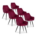 Lot de 6 chaises Victoria en velours rouge pieds noir 