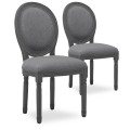 Lot de 2 chaises médaillon Louis XVI tissu Gris bois Gris