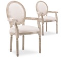 Lot de 2 fauteuils médaillon Louis XVI tissu Beige 