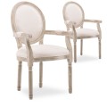 Lot de 2 fauteuils médaillon Louis XVI tissu Beige