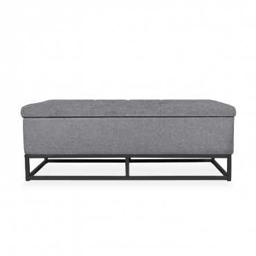 Banquette coffre Angele Tissu gris foncé pieds noir