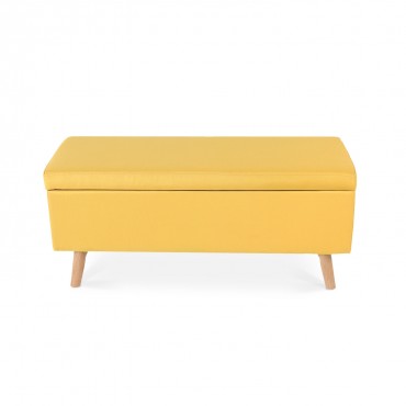 Banquette coffre de style scandinave Eline tissu jaune