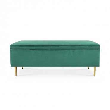 Banquette Coffre Iris velours Vert pieds doré