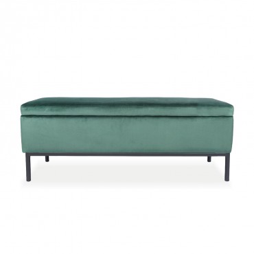 Banquette Coffre Louise velours Vert pieds noirs