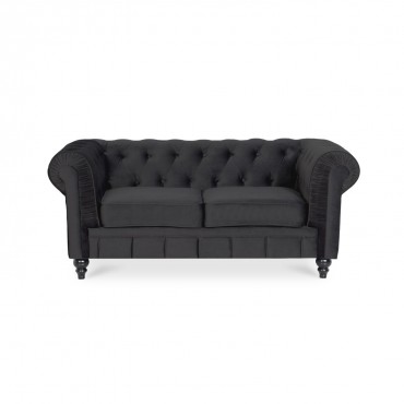 Canapé Chesterfield Velours 2 Places Altesse Noir