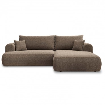 Canapé d'angle droit convertible Velaro Bouclette Taupe