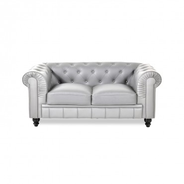 Canapé Chesterfield 2 Places Regency Argent