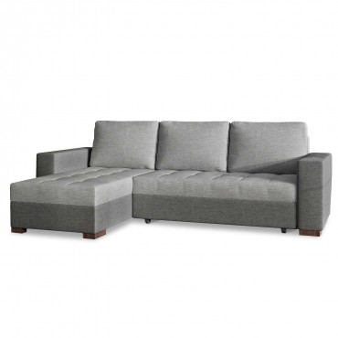 Canapé d'angle convertible réversible Alvaro Tissu gris