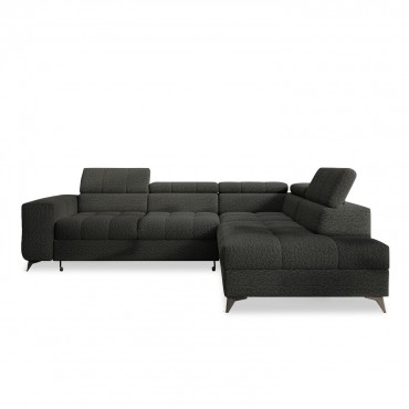 Canapé d'angle droit convertible Gaspard Bouclette Gris Foncé