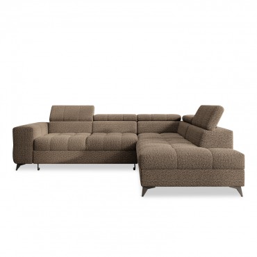 Canapé d'angle droit convertible Gaspard Bouclette Taupe