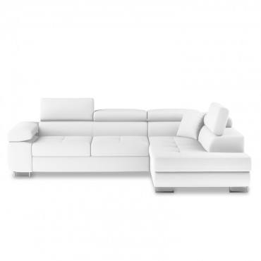 Canapé d'angle droit convertible Marius Blanc