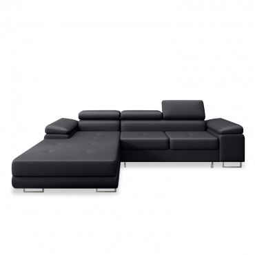 Canapé d'angle gauche convertible Alphonso Noir