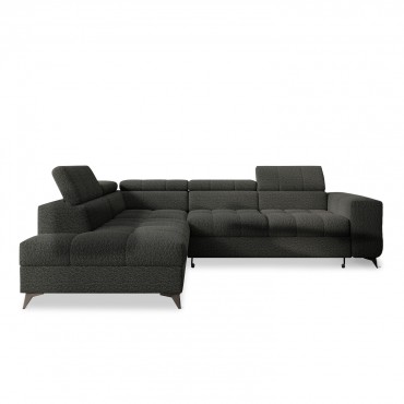 Canapé d'angle gauche convertible Gaspard Bouclette Gris Foncé