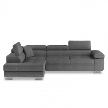 Canapé d'angle gauche convertible Marius tissu Gris