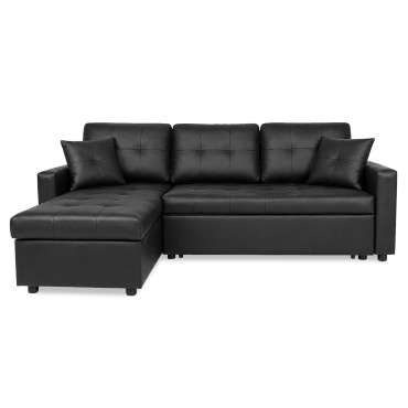 Canapé d'angle convertible Cuero Noir