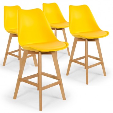 Lot de 4 chaises hautes style scandinave Catherina Jaune - H65cm