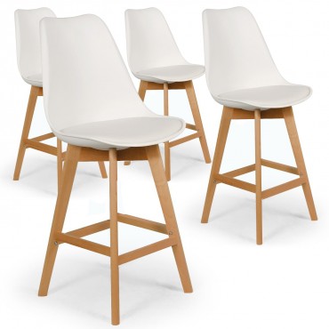 Lot de 4 chaises hautes style scandinave Catherina Blanc - H65cm
