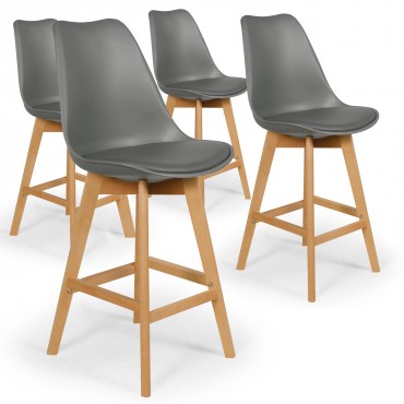 Lot de 4 chaises hautes style scandinave Catherina Gris - H65cm