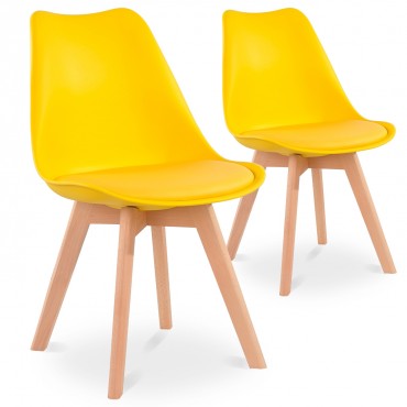 Lot de 2 chaises style scandinave Catherina Jaune