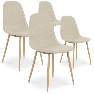 Lot de 4 chaises scandinaves Bali tissu Beige