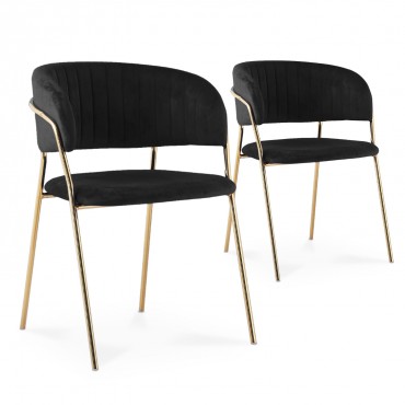 Lot de 2 chaises Margaux velours noir pieds or