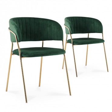 Lot de 2 chaises Margaux velours vert pieds or