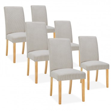 Lot de 6 chaises Rosie velours côtelé Beige