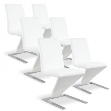 Lot de 6 chaises design Delano Blanc