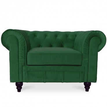 Fauteuil Chesterfield velours Altesse Vert