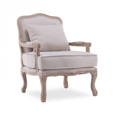 Fauteuil Gustave style Louis XV tissu beige