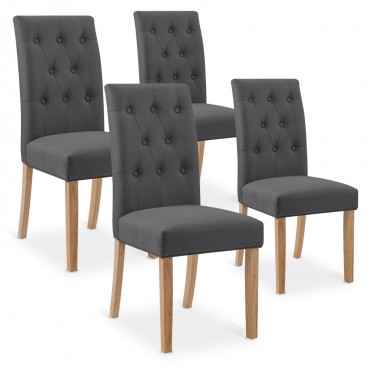 Lot de 4 chaises capitonnées Gaya tissu gris