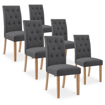 Lot de 6 chaises capitonnées Gaya tissu gris