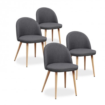 Lot de 4 chaises scandinaves Cecilia tissu Gris foncé