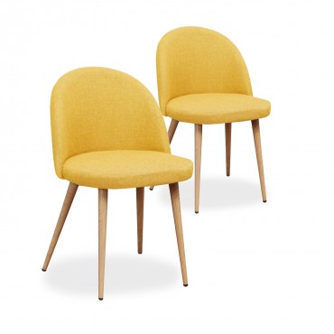 Lot de 2 chaises scandinaves Cecilia tissu Jaune