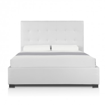 Lit Coffre Layton + Sommier 140cm Blanc