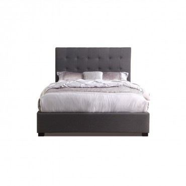 Lit Coffre Layton + Sommier 140cm Tissu Gris