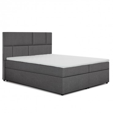 Lit coffre + matelas Owen 180cm tissu Gris Foncé