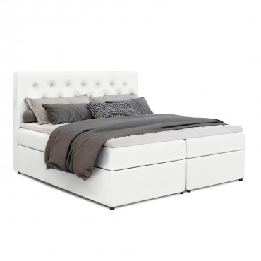 Lit coffre + matelas Celestin 180cm Blanc