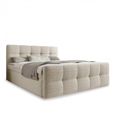 Lit coffre + matelas Volupto 140cm Bouclette Beige
