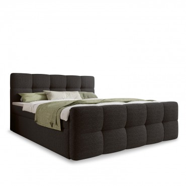 Lit coffre + matelas Volupto 180cm Bouclette Gris foncé