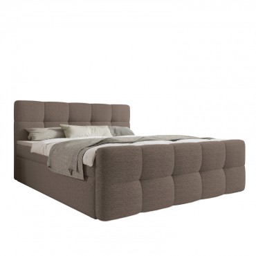 Lit coffre + matelas Volupto 160cm Bouclette Taupe