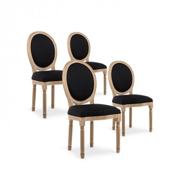 Lot de 4 chaises empilables effet cannage Bertille Métal Or et Velours Noir