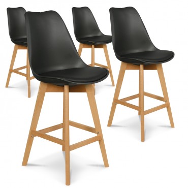 Lot de 4 chaises hautes style scandinave Catherina Noir - H65cm